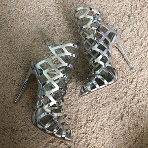 Silver Gladiator Heels Size 6